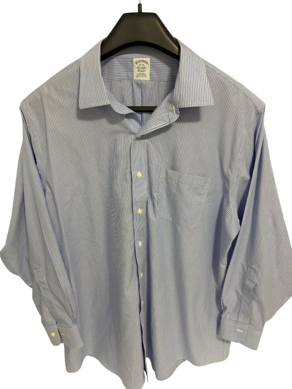Brooks Brothers 1818 Classic Fit Non Iron Supima Cotton Dress Shirt Blue 18-34